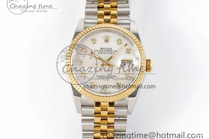 MiroTime 0311 GoodFit DateJust 36 SS YG DIWF 1:1 Best Edition 904L Steel White MOP Diamonds Dial on Jubilee Bracelet SA 2324